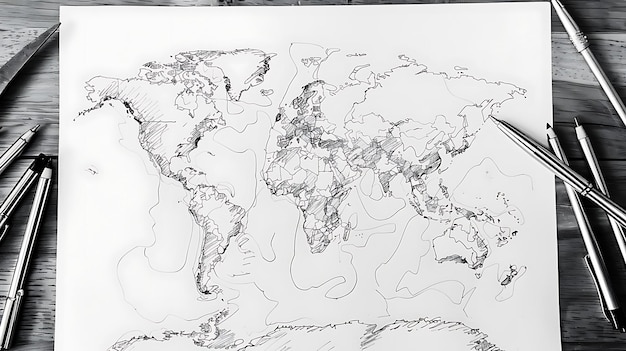 Photo a map of the world by person