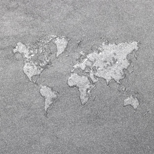 Foto mappa del mondo sfondo argento