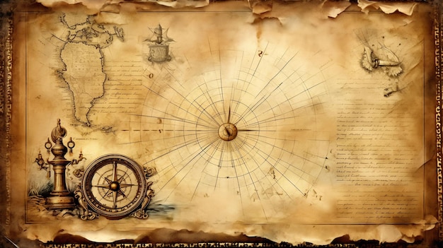 a map of the world with compass and compass