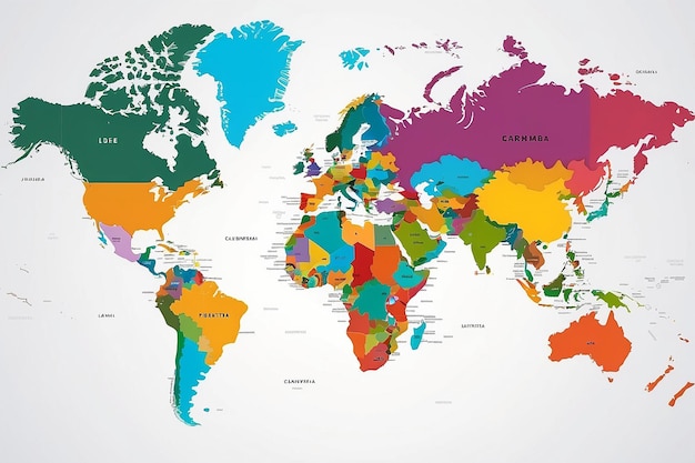Photo map of world with countries borders