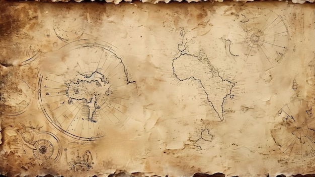 a map of the world with a hand drawn arrow pointing to the right