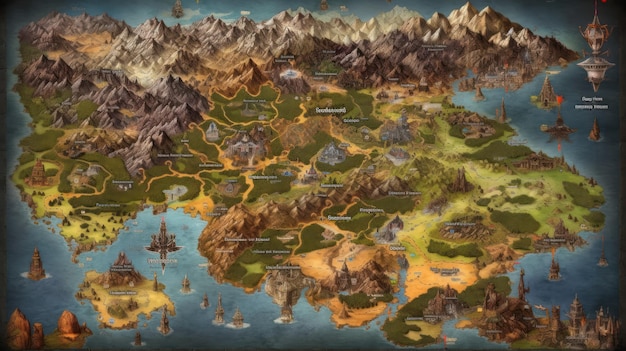 A map of the world with the word warcraft on it