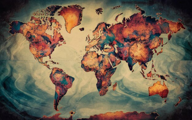 a map of the world with the words quot world quot on it