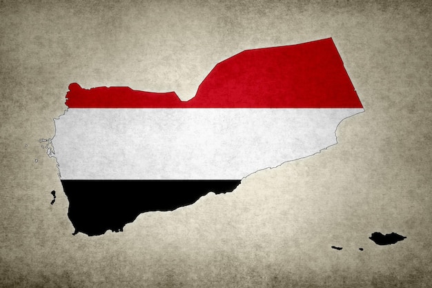 Map of Yemen with its flag within