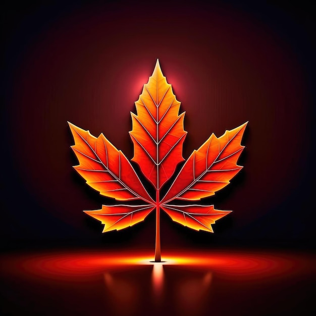 maple leaf on dark background vector illustration for your design