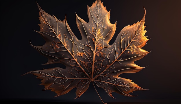 Maple leaf digital art illustration Generative AI