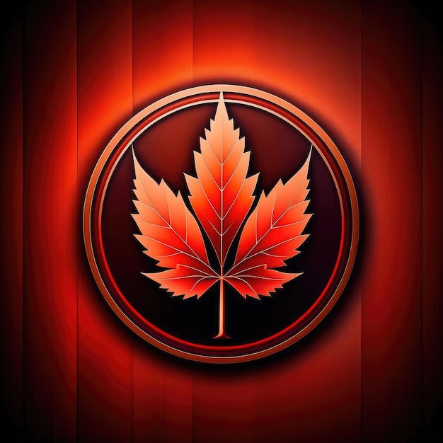 Maple leaf on a red background with place for your text