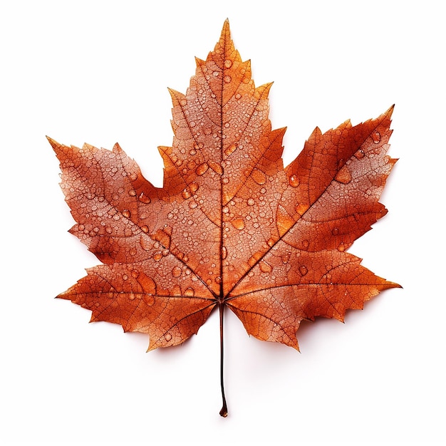 A maple leaf with water droplets on it