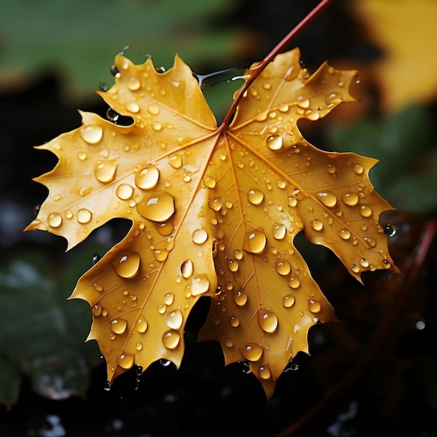 Maple leaf with water droplets