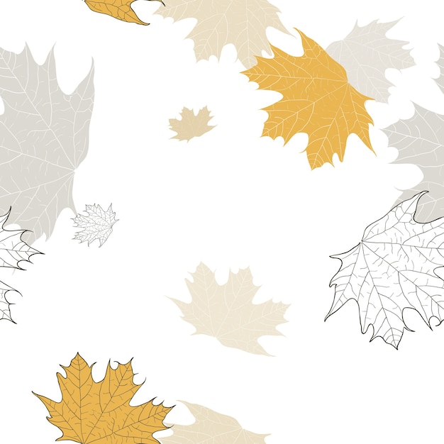Maple leaves seamless pattern Autumn background