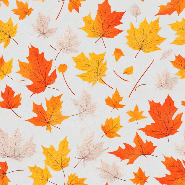 Maple leaves seamless pattern with leaves watercolor ornament