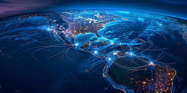 mapping digital connections across the americas a symbolic representation concept digital connections americas mapping symbolic representation networking