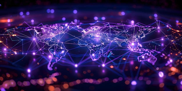 mapping global connectivity exploring interconnected geospatial data through world map nodes concept geospatial data global connectivity mapping world interconnected nodes world map