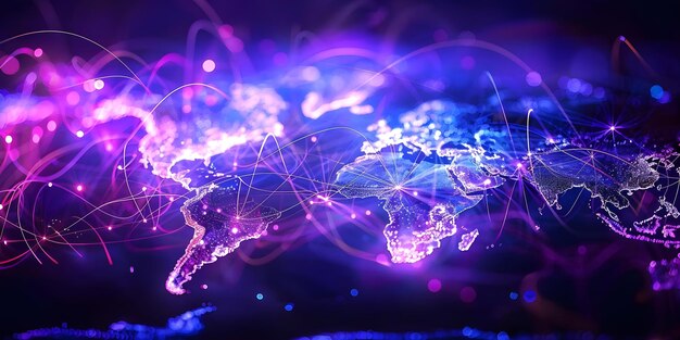 mapping global connectivity world map nodes and interconnected geospatial data concept geospatial data analysis global connectivity network nodes on world map mapping technology