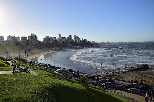 Mar del Plata Argentina 16 march 2017 View of one of the most popular beaches of Mar del Plata City