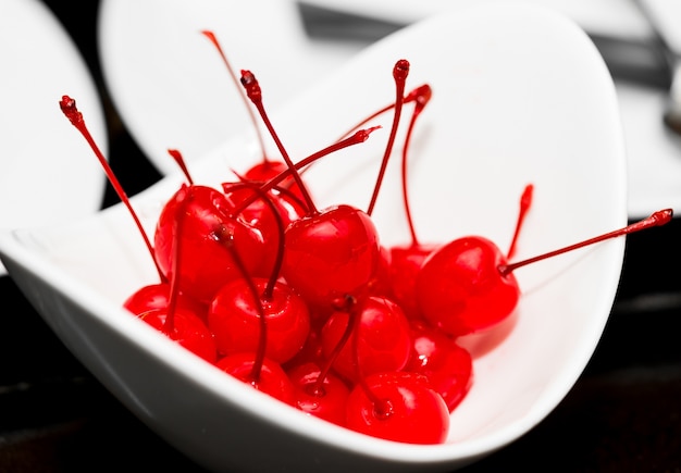 maraschino cherries in bowl