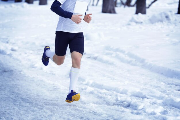 Marathon race on winter street