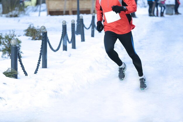 Marathon race on winter street