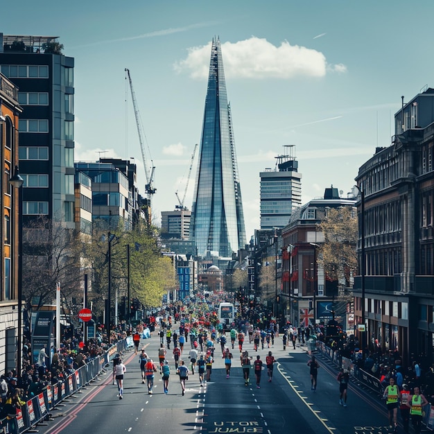 Marathon Runners Cityscape Endurance Race Image