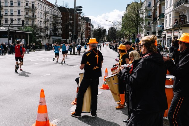 Photo marathon on street in city