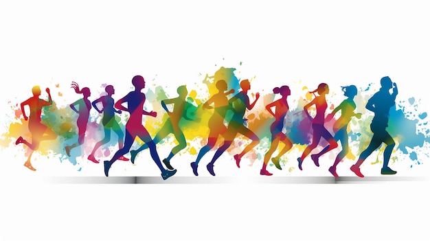 Marathonloop Groep hardlopers mannen en vrouwen