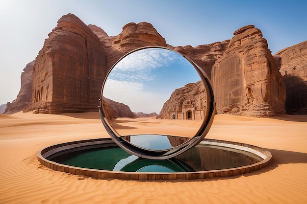 Maraya in AlUla Saudi Arabia Mirrored building in the middle of desert