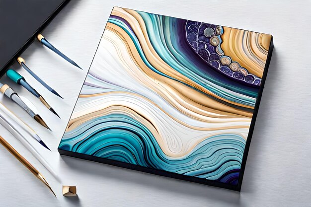 Marble abstract acrylic painting in the interior of the room Marbling artwork texture