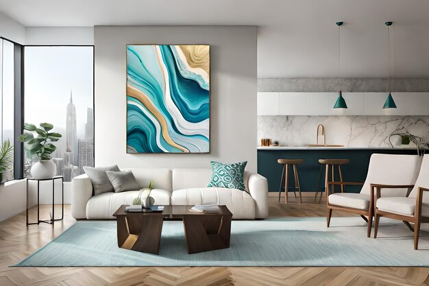 Marble abstract acrylic painting in the interior of the room Marbling artwork texture