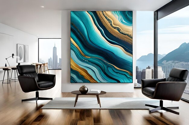 Marble abstract acrylic painting in the interior of the room Marbling artwork texture