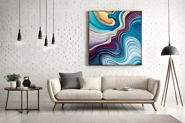 Marble abstract acrylic painting in the interior of the room Marbling artwork texture