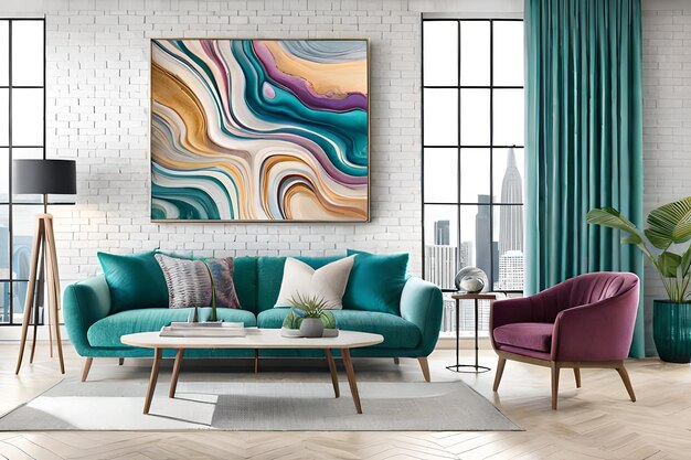 Marble abstract acrylic painting in the interior of the room Marbling artwork texture