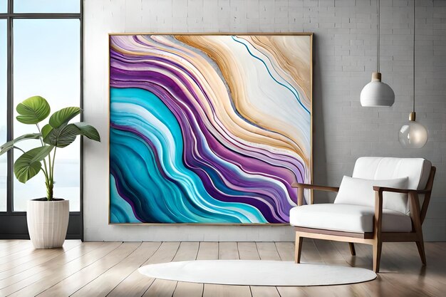 Marble abstract acrylic painting in the interior of the room Marbling artwork texture