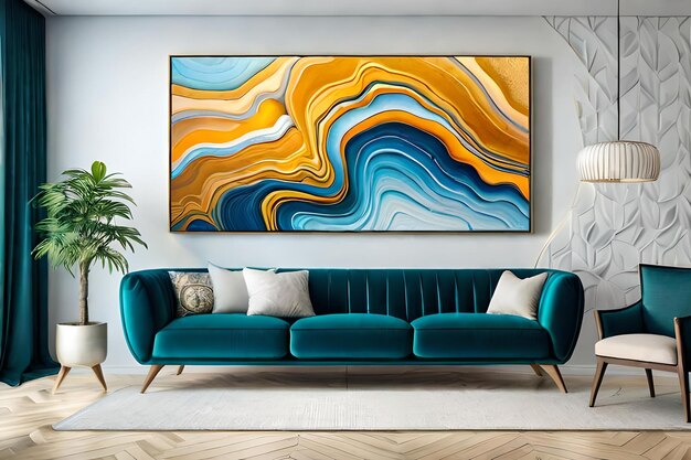 Marble abstract acrylic painting in the interior of the room Marbling artwork texture