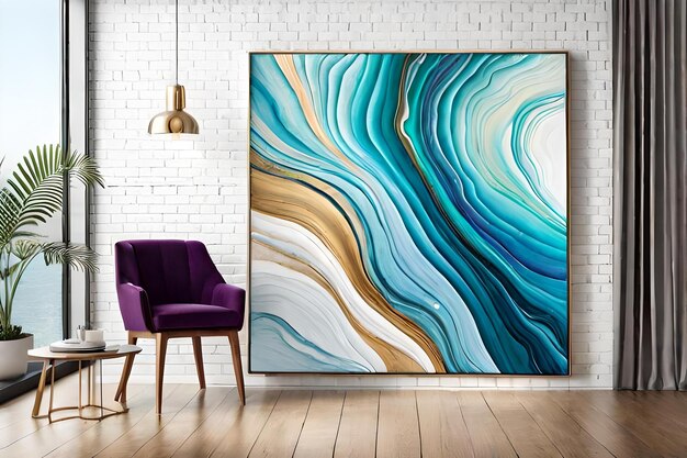 Marble abstract acrylic painting in the interior of the room Marbling artwork texture