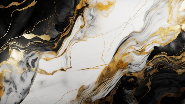 Marble abstract background with gold black and white marble pattern Liquid marble texture