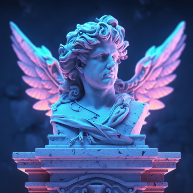 Фото Мраморная античная скульптура ангела бюст
