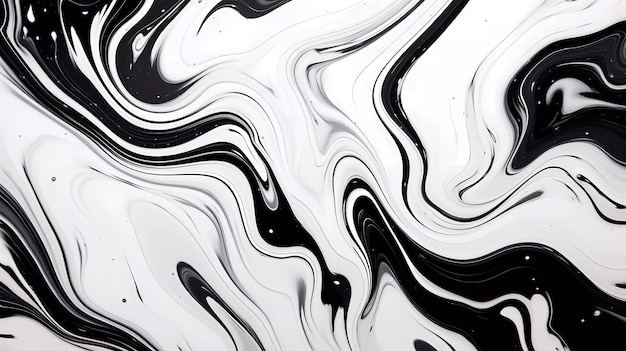 Marble art painting white and black abstract liquid paint pattern