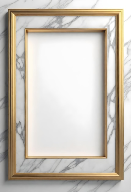 Photo marble background with gold frame