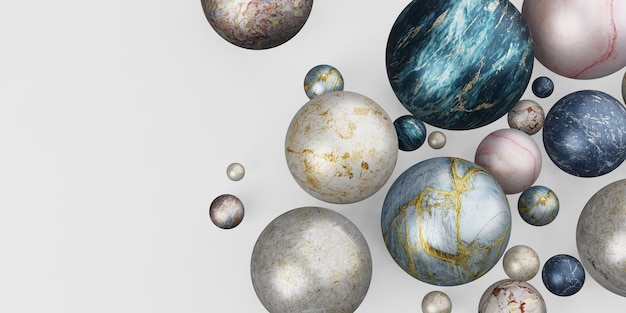 Photo marble ball glass ball background marble beads 3d illustration