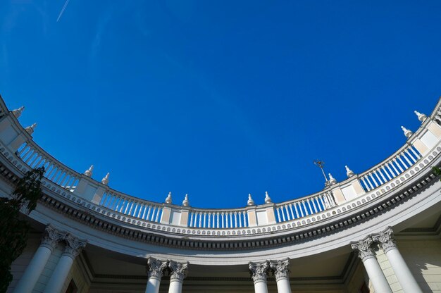 Marble balustrade of the Italian courtyard of the railway station in Sochi Russia 2021