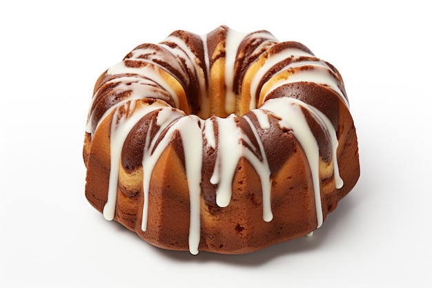 Marble bundt cake on a white background