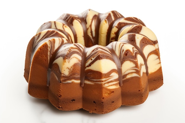 Marble bundt cake on a white background