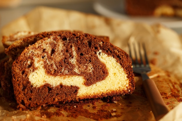 Фото Мраморный торт, домашний бисквит