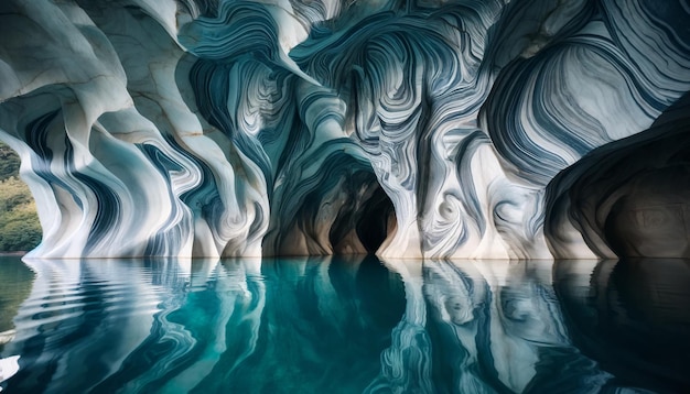 Marble Cave Swirling Patterns Turquoise Water