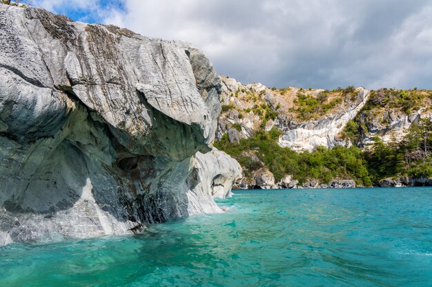 Marble caves (Capillas del Marmol), General Carrera lake, landscape of Lago Buenos Aires, Patagonia, Chile