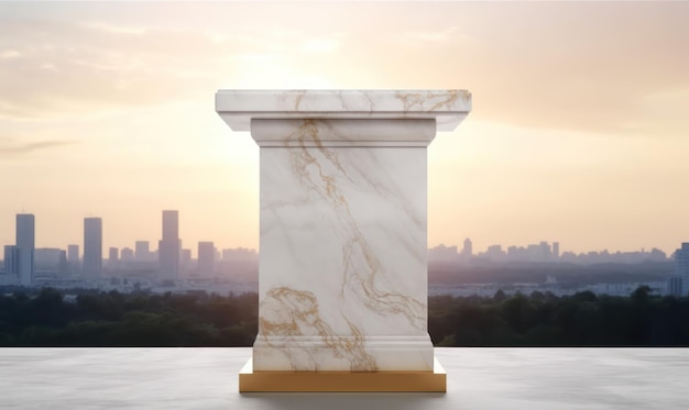 A marble column with the word marble on it