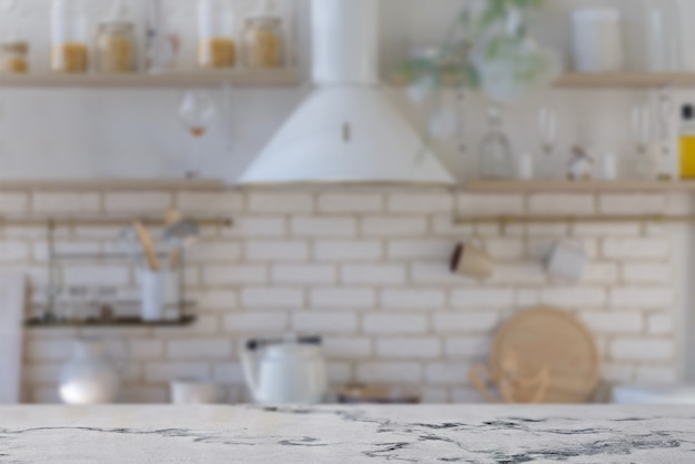 Marble countertop on kitchen