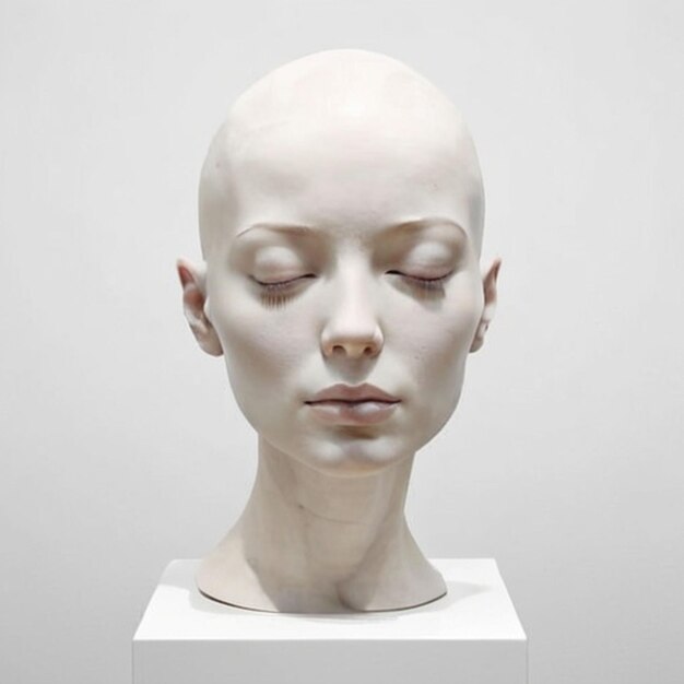 Foto scultura di volto femminile in marmo