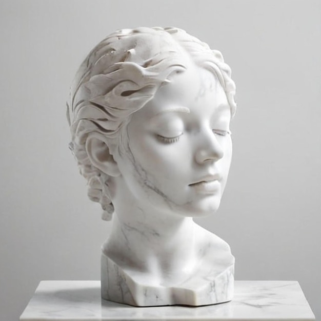 Marble female face sculpture