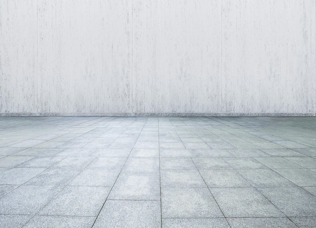 Marble floor with big concrete brick wall